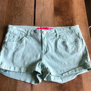 Mint Green Polka Dot Jean Shorts